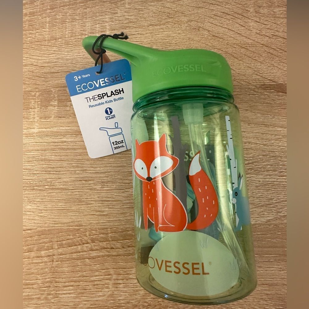 ECOVESSEL THE SPLASH - Kids Straw Water Bottle - 12 OZ NWT